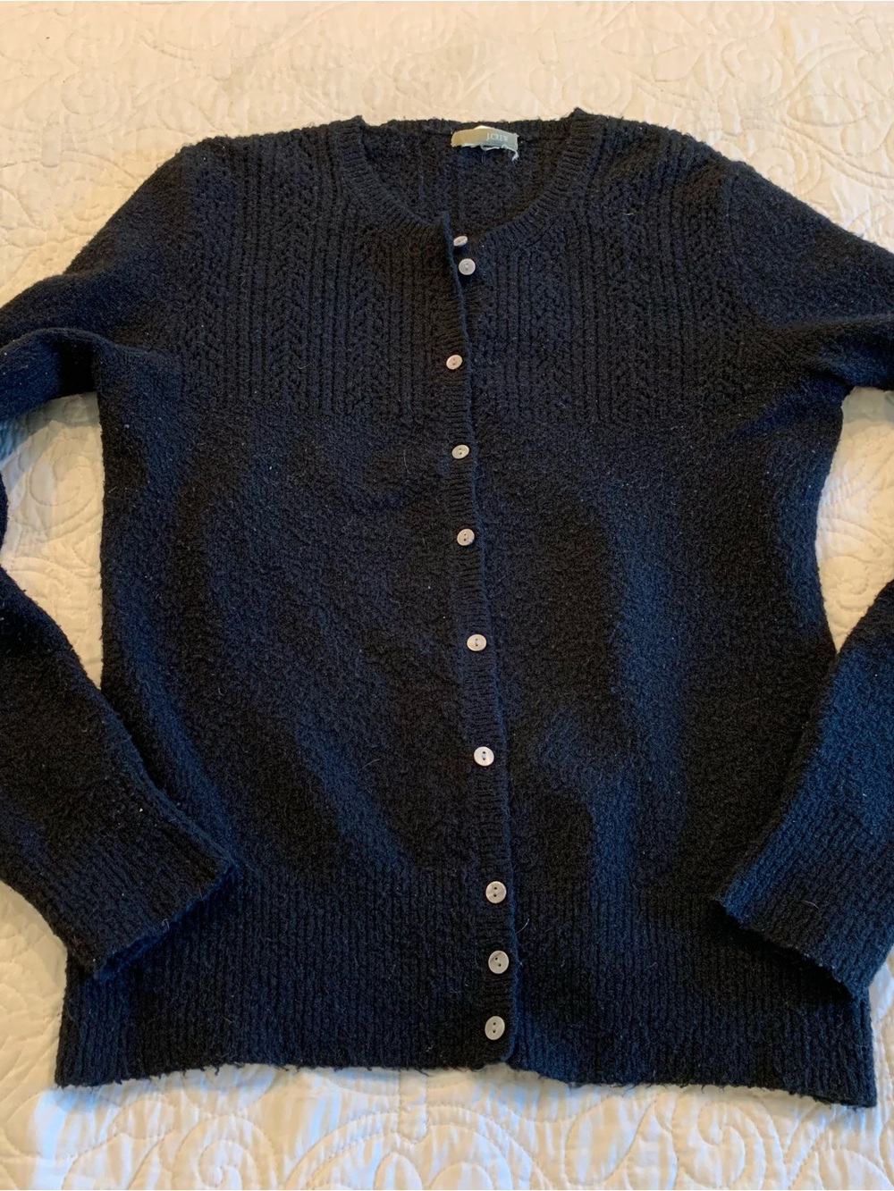 J. Crew Navy Button-Front Knit Cardigan
